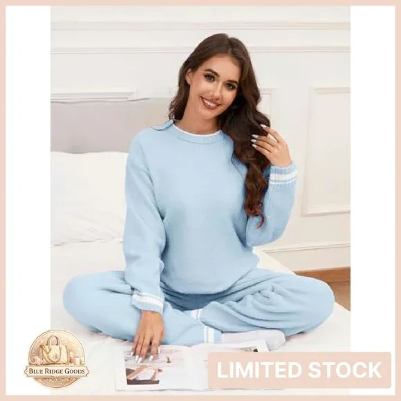 Fleece Pajama Set Cozy Fuzzy Lounge Wear Long Sleeve Two Piece Sleepwear